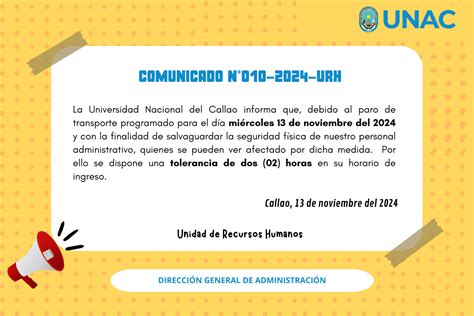 Comunicado N 010 2024 URH UNAC Universidad Nacional Del Callao