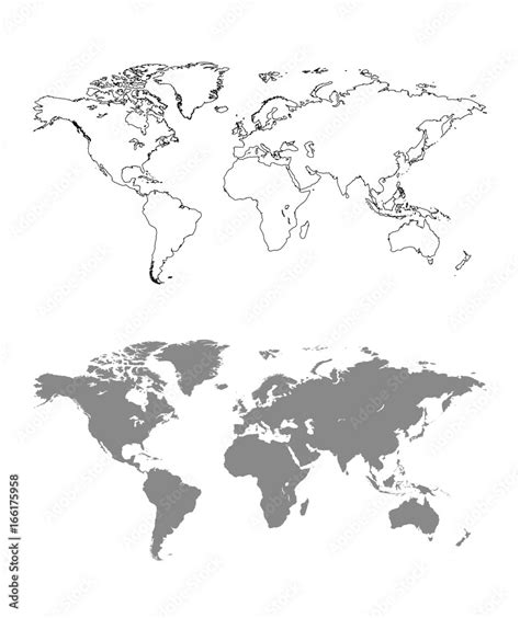 Vector World map with outline Stock Vector | Adobe Stock