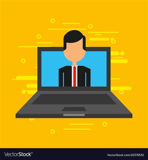 businessman  laptop computer avatar character vector image