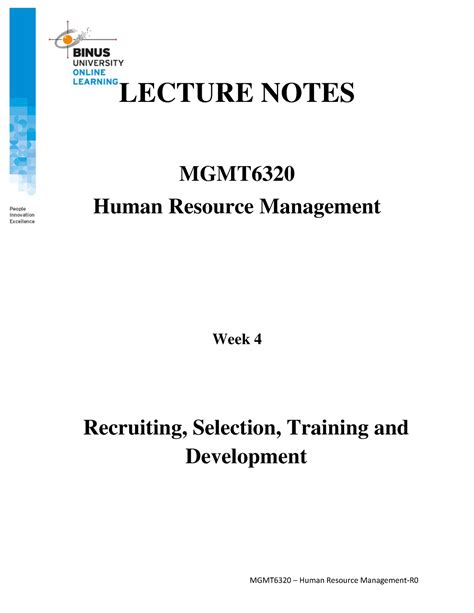 202102142018 41 Lecturer Notes MGMT6320 Week 4 LECTURE NOTES MGMT