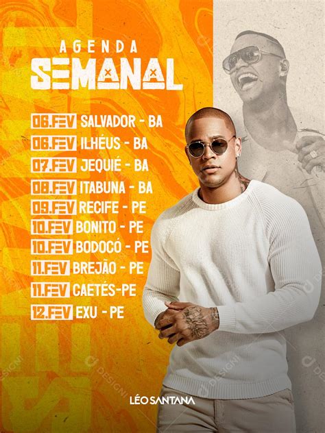 Flyer Agenda Semanal Léo Santana Social Media PSD Editável download