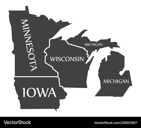 Minnesota - iowa - wisconsin - michigan map Vector Image