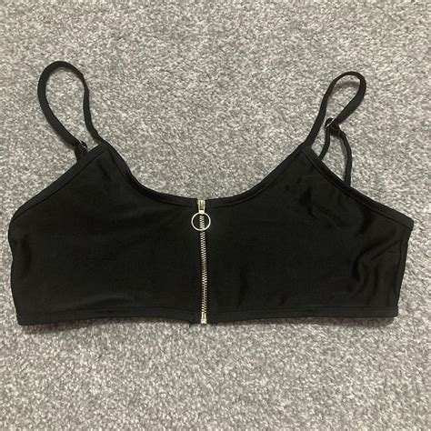 Women S Black And Gold Bikini And Tankini Tops Depop