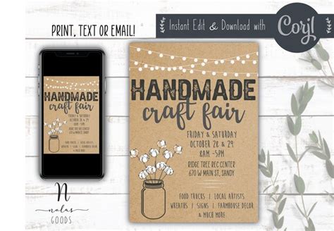 Craft Fair Sign Printable Craft Show Flyer Template Download - Etsy ...