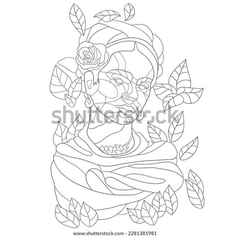 Woman Rose Leaves Coloring Page Stock Vector (Royalty Free) 2281381981 ...