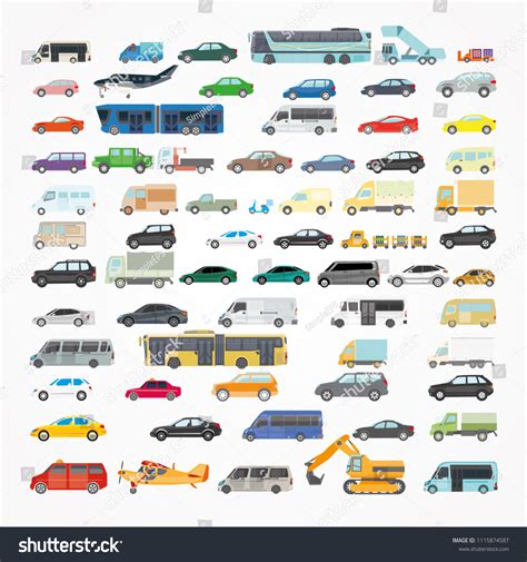 Large Set Illustrations Transport Various Types Stock Vector (Royalty ...