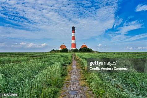 westerhever lighthouse stock  high res pictures  images