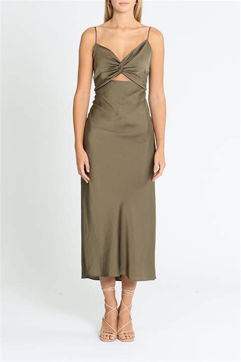 Hire Luxe Twist Midi Dress In Pine Shona Joy Glamcorner