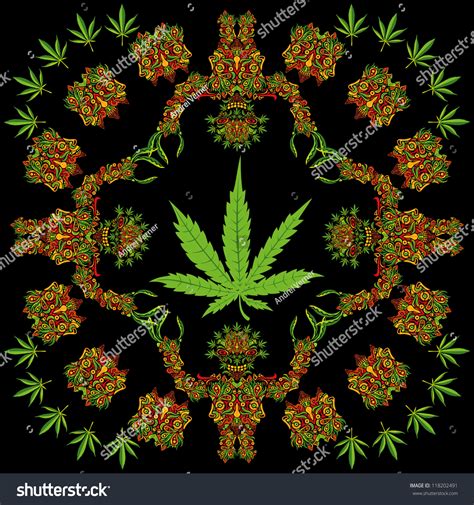 Psychedelic Cannabis Frame Vector Design 118202491 Shutterstock