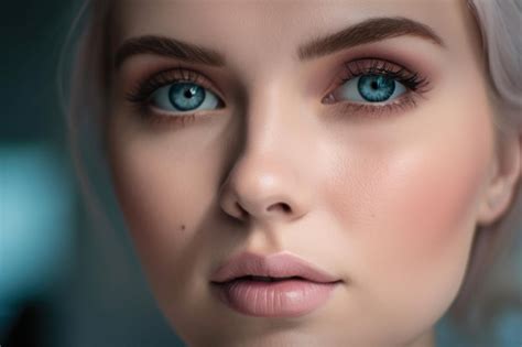 Premium Ai Image Ethereal Closeup Of A Woman39s Blue Eyes With Light Blue Eye Shadow And Soft