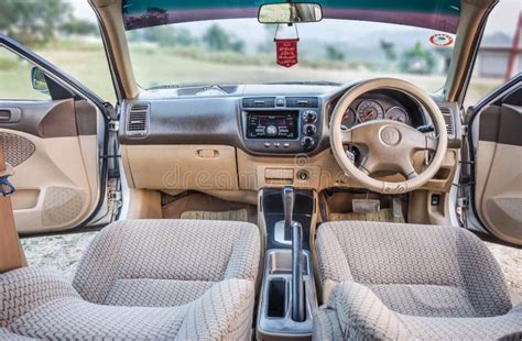 A Sedan Car Interior Shot from Backseats Beige Color Editorial Stock ...