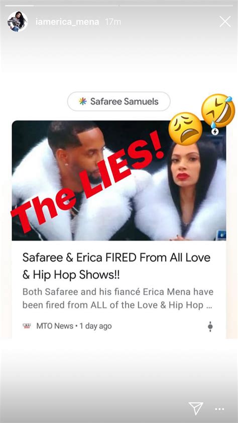 Erica Mena Reacts To Rumors She And Safaree Were Fired From Love And Hip