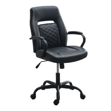 Upholstered Office Chair with Padded Armrests in Black and Grey, 1 Unit ...