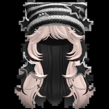 Two Tone Wolfcut Hair Blonde W Beanie Black White Roblox Item