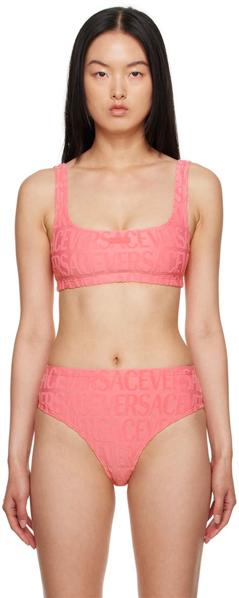 Pink Dua Lipa Edition Bikini Top By Versace Underwear On Sale