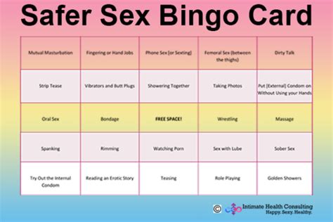 Safer Sex Bingo Card Intimate Health Consulting