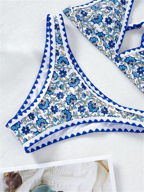 Bikinx Floral Print Whip Stitch Bikini Swimsuit SHEIN USA