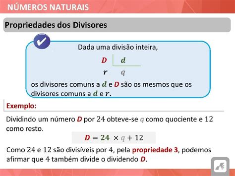 Nmeros Naturais Propriedades dos Divisores NMEROS NATURAIS Propriedades