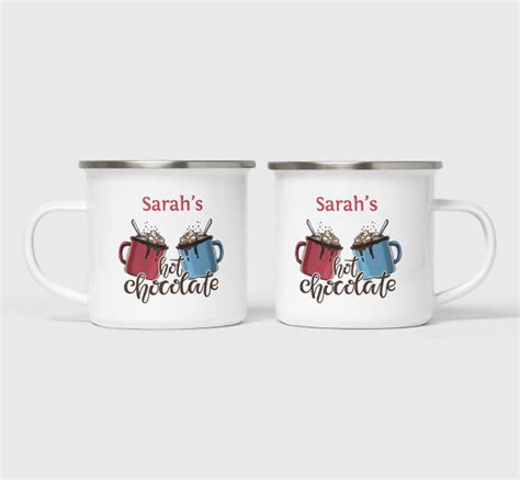 Personalised Hot Chocolate Enamel Mug Personalise Online With Fast Dispatch Putty Print