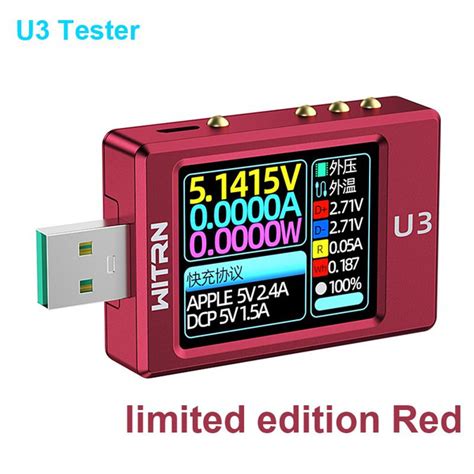 U3 RED-Witrn U3 USB-тестер, измеритель напряжения и тока QC5 PD3.1PPS ...