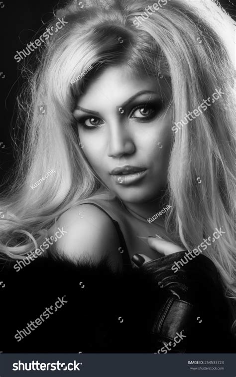 Portrait Sexy Blonde Dark Background Stock Photo Shutterstock