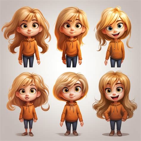 Premium Vector Blonde Haired Girl 6 Years Short Cartoon Style Character C