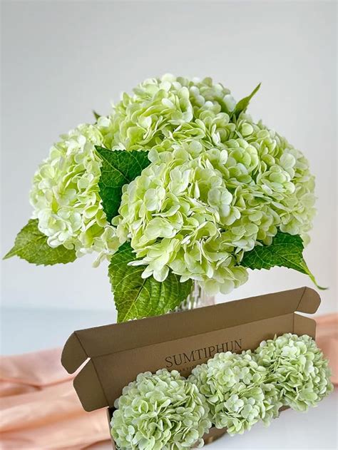 Amazon Sumtiphun Pcs Light Green Real Touch Hydrangeas