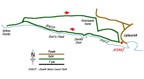 durdle door white nothe lulworth cove walk route map