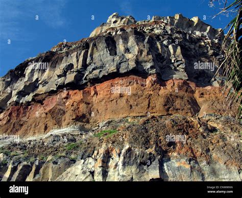 Geological Outcrop At Port Of San Sebastian Canary Islands Gomera