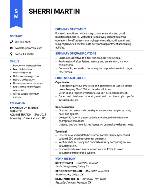 Receptionist Resume Examples and Writing Tips