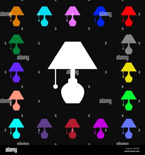 Table Lamp Icon Sign Lots Of Colorful Symbols For Your Design Vector