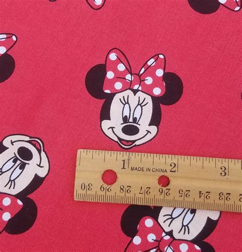 Disney Fabric Minnie Mouse Cotton Fabric Etsy