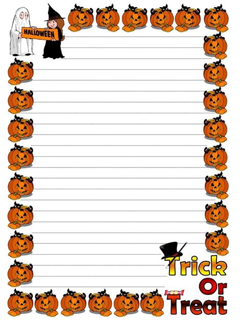 Trick Or Treat Themed Lined Paper And Pageborders Teaching Resources