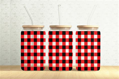 Red Pattern 16oz Glass Can Wrap Graphic By Creationx Space · Creative