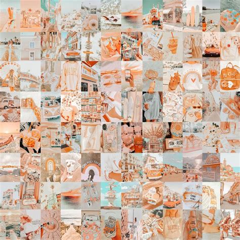 Peachy Aesthetic Collage Peachy Wall Collage Kit Soft Peach Collage