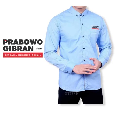 Jual Kemeja Polos Soft Blue Kampanye Prabowo Gibran Baju Prabowo Gemoy