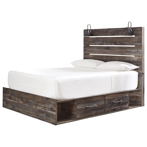 Ashley Signature Design Drystan Rustic Queen Storage Bed With 4