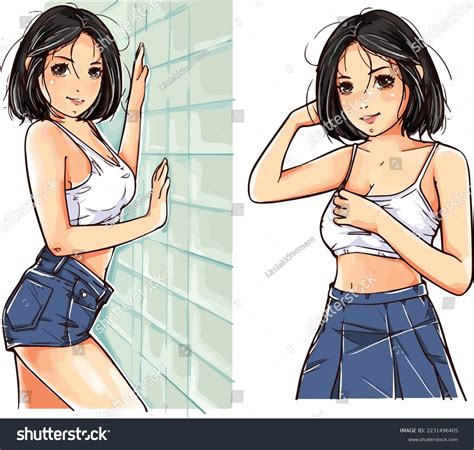 Anime Bikini Sexy Girl Drawing Vector Stock Vector Royalty Free Shutterstock