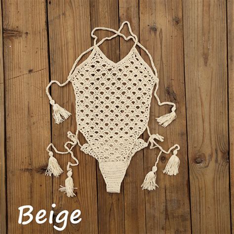 Handmade Crochet One Piece Swimsuit Playsuit Bodysuit Womens Monokini Bikini Set EBay