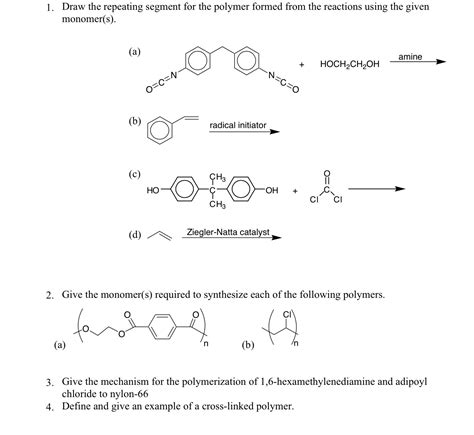 Solved Draw The Repeating Segment For The Polymer Formed Chegg