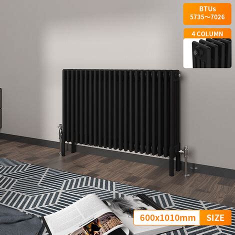 Nrg Black Traditional Column Radiator Cast Iron Style Heating Rads