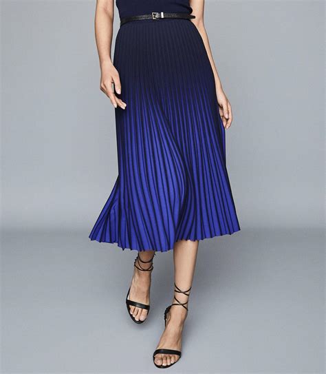 Reiss Silk Marlie Ombre Pleated Midi Skirt In Cobalt Blue Lyst