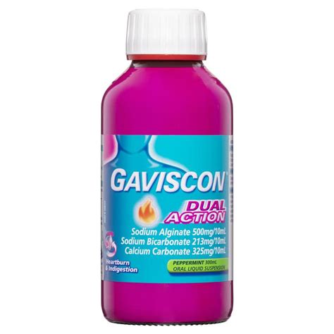 Buy Gaviscon Dual Action Liquid Heartburn And Indigestion Relief 300ml