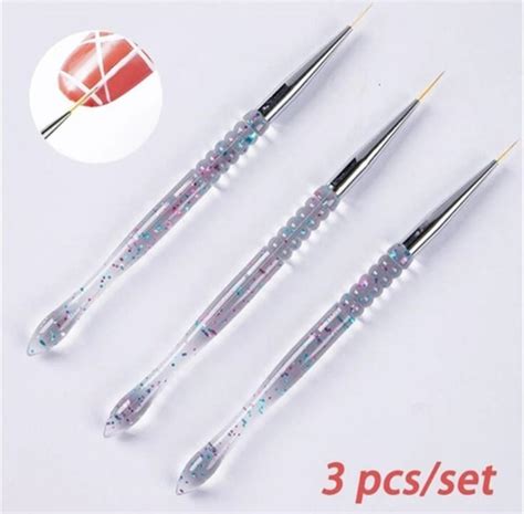 3 Pinceles Liner Fino Mano Alzada Nail Art Uñas Gel Acrilic MercadoLibre