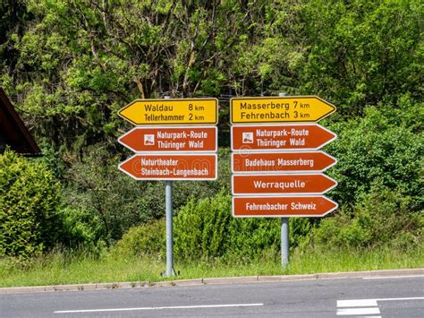 Signpost in the Thuringian Forest Nature Park in Germany Stock Photo ...