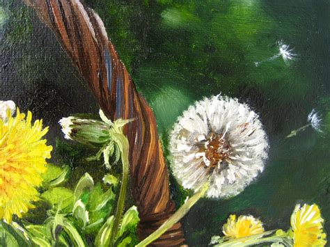 Dandelion Art Dandelion Paintings Original Oil On Canvas Etsy