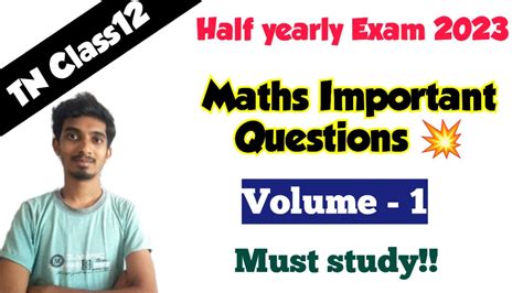 Th Maths Important Questions Volume Half Yearly Exam Tn