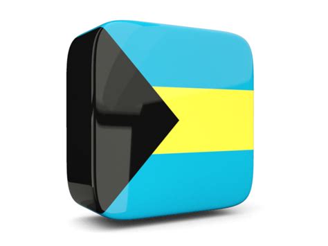 Glossy Square Icon 3d Illustration Of Flag Of Bahamas