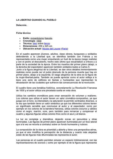 Romanticismo Delacroix Libertad Guiando Pueblo La Libertad Guiando Al