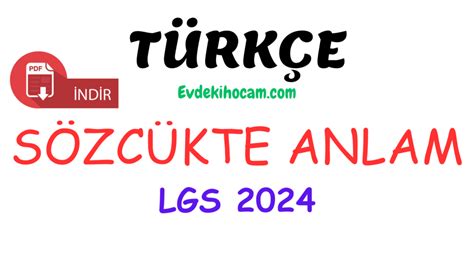 8 Sınıf Türkçe 2 Ünite Sözcükte Anlam Evdeki Hocam 8 Sınıf Türkçe 2